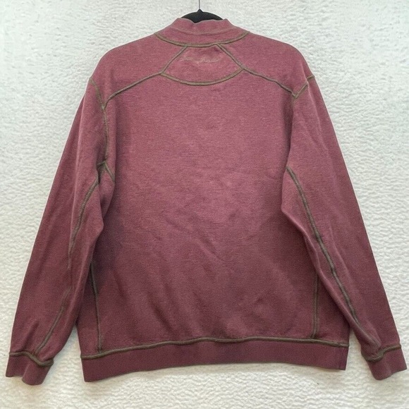 Tommy Bahama Sweatshirt Mens Large Red Gray Flipshore 1/4 Zip Reversible Sweater - Picture 2 of 10